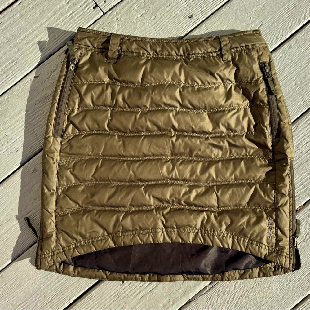 SKHOOP medium M ladies winter athleisure down skirt olive mid thigh knee midi